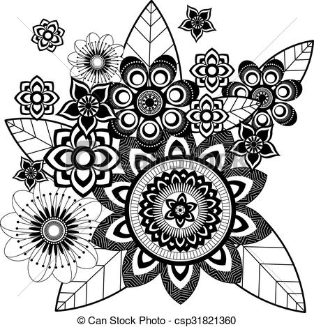 450x469 Flower Zentangle Mandala Vector.