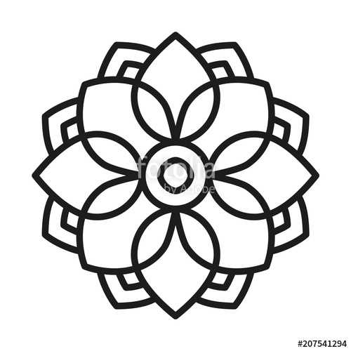 500x500 Simple Mandala Shape For Coloring. Vector Mandala. Floral. Flower