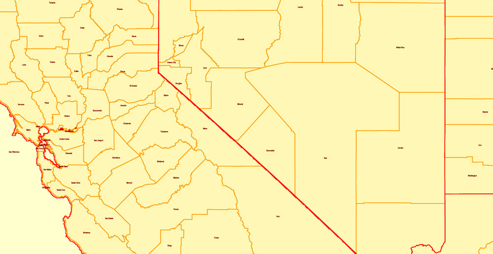 1000x515 Printable Us Map States And Counties, All Names Exact Vector