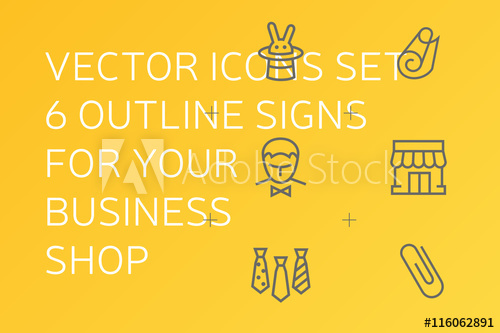 500x333 Vector Icons Set. 6 Outline Signs For Your Business Shop, Store