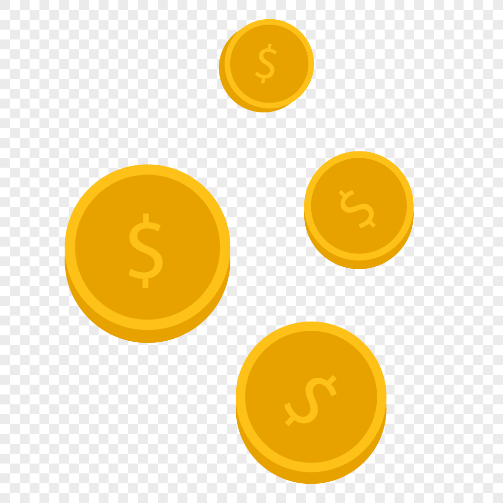 1020x1020 Commercial Money Cartoon Gold Coin Design Vector Material Png