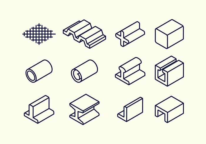 700x490 Steel Beam And Rebar Material Vector Icon