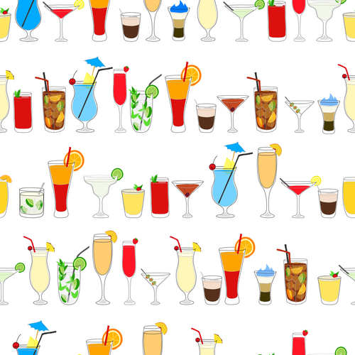 500x500 Cocktail Drink Seamless Pattern Vector Material Free Download