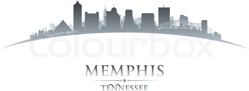 800x294 Memphis Tennessee City Skyline Silhouette. Vector Illustration