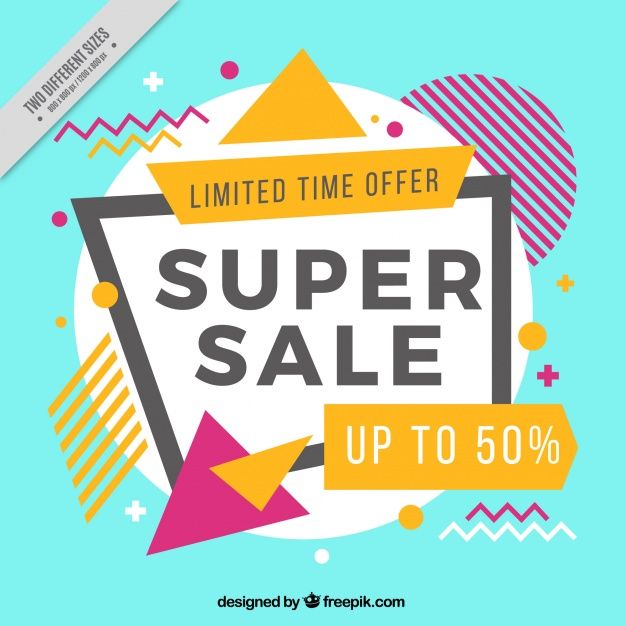 626x626 Banner Vector Memphis Style Discount Background Free Vector