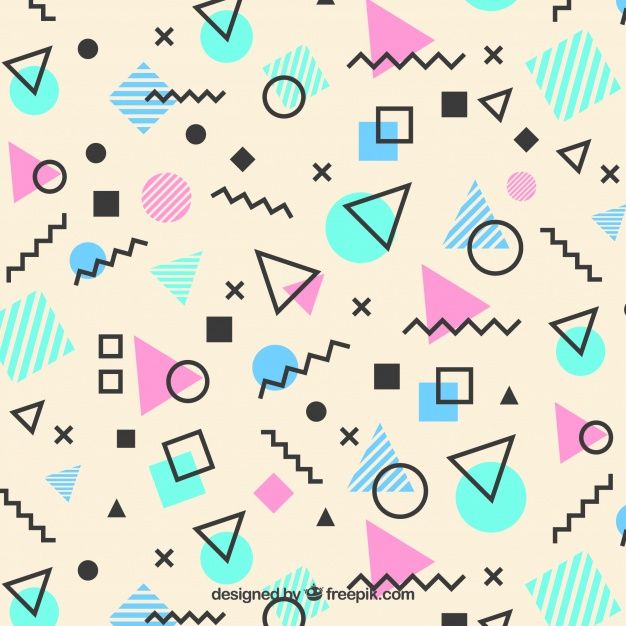 626x626 Memphis Pattern Of Geometric Shapes Free Vector