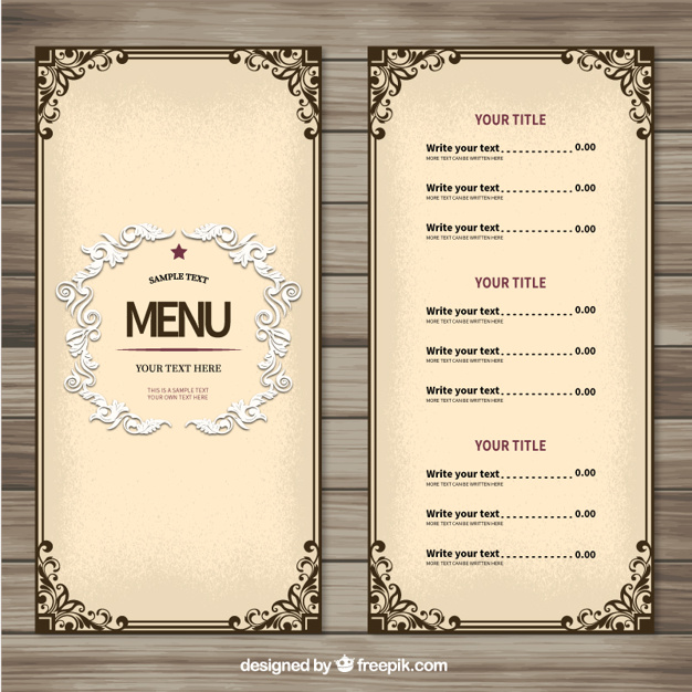 626x626 Ornamental Menu Template Vector Free Download