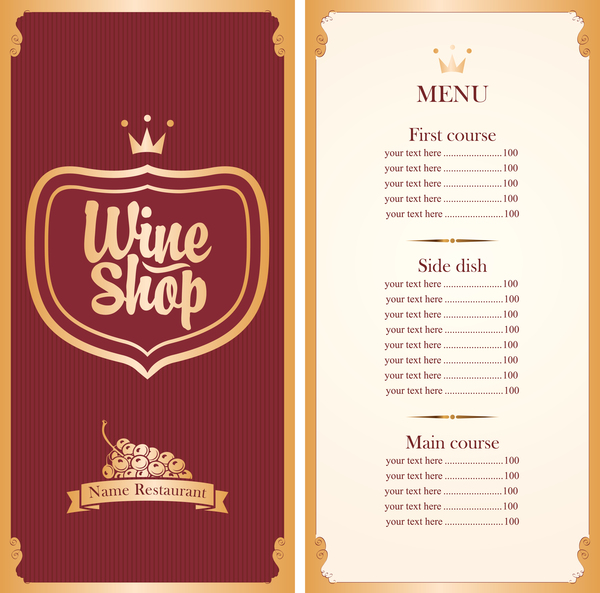600x593 Wine Menu List Template Vector Material 01 Free Download