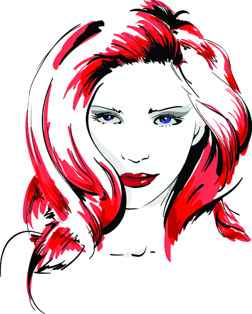500x622 Set Of Hand Drawn Fashion Model Vector Graphics 01 Free Download
