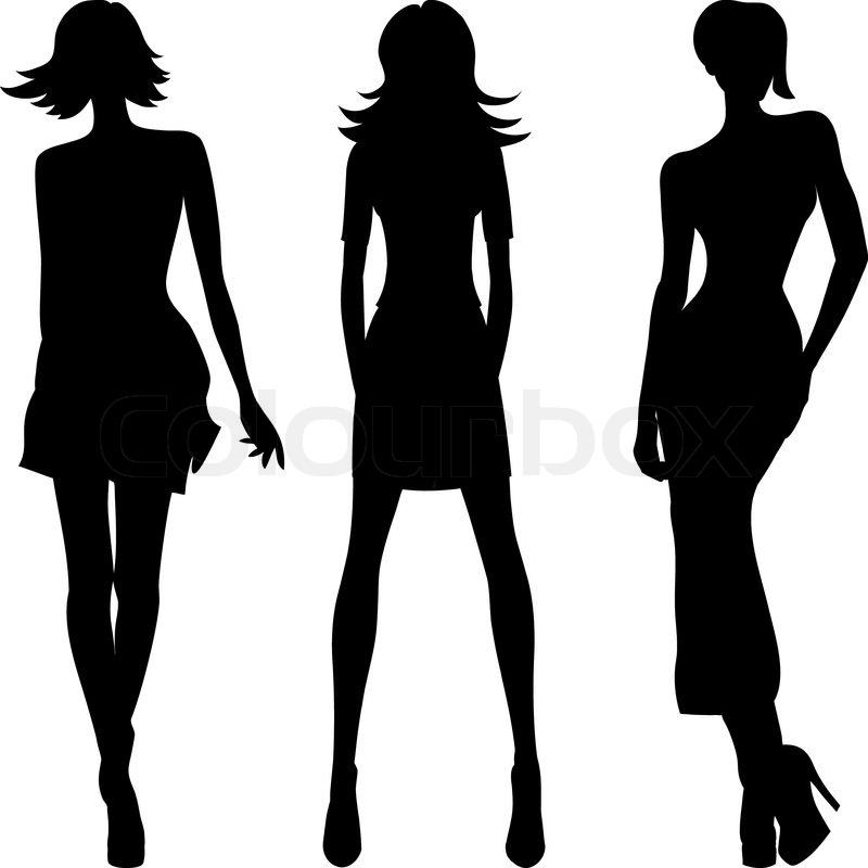 800x800 Vector Silhouette Of Fashion Girls Top Models Stock Vector