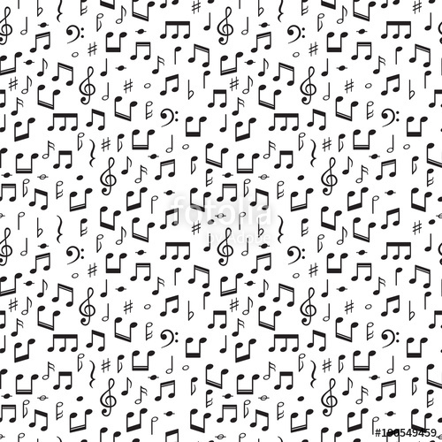 500x500 Seamless Pattern With Music Notes. Hand Drawn Background With