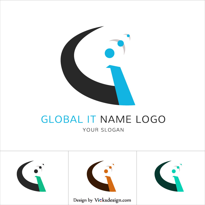 800x800 Global It Name Logo, Gi Letter Logo Set Vector Illustration