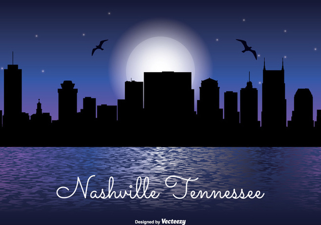 632x443 Nashville Tennessee Night Skyline Free Vector Download 330485