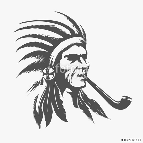 500x500 Native American Indian Face For Logo Or Amblem Vector Illustration