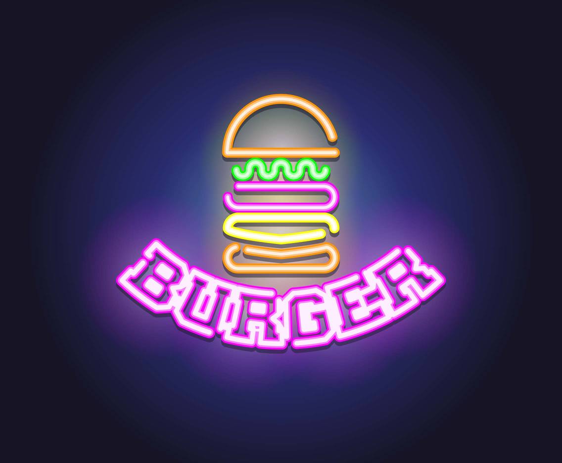 1136x936 Neon Sign Burger Vector Vector Art Amp Graphics