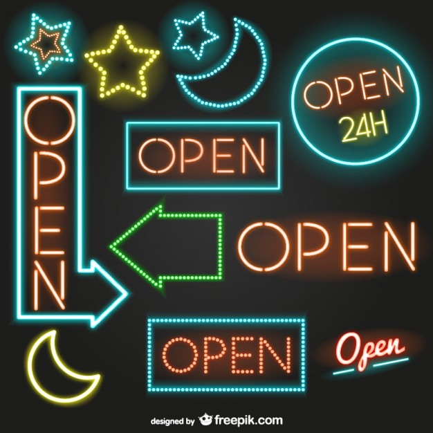 626x626 Neon Open Signs Vector Free Download