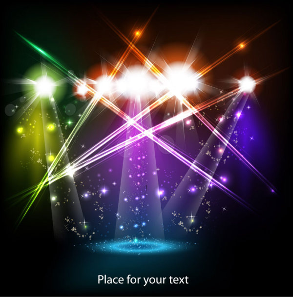 600x609 Stage Neon Light Elements Vector Background Free Download