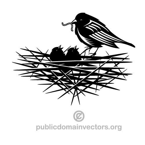 500x500 Bird In A Nest Vector Illustration Public Domain Vectors