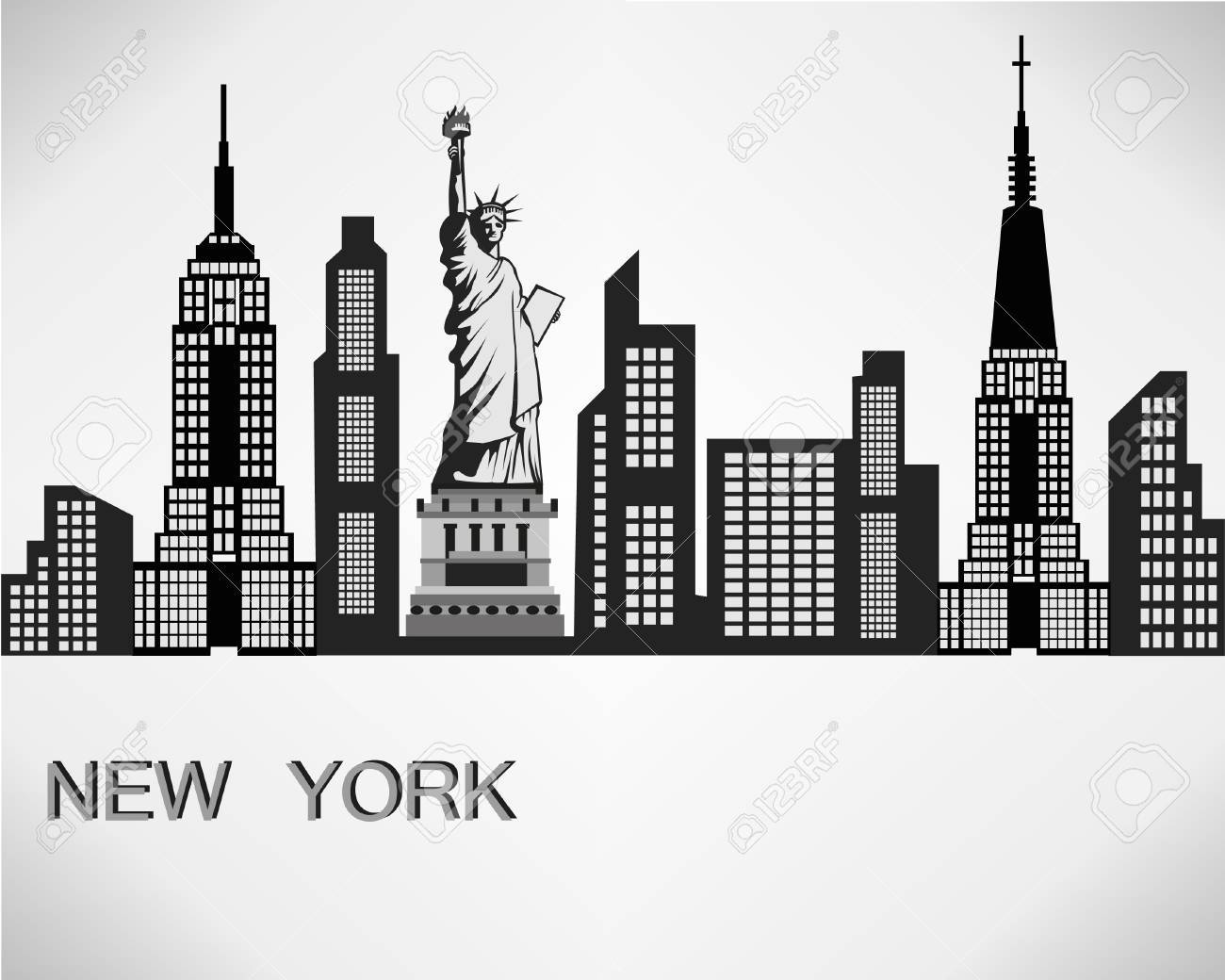 1300x1040 Masterly Nyc Sign Urban City Skyline Silhouette Travel Usa Vector