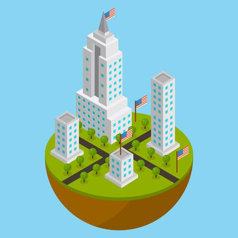 490x490 Flat Isometric Nyc Vector Illustration