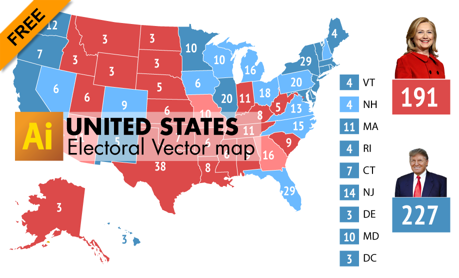 918x556 Free Editable Electoral Vector Map Of Usa