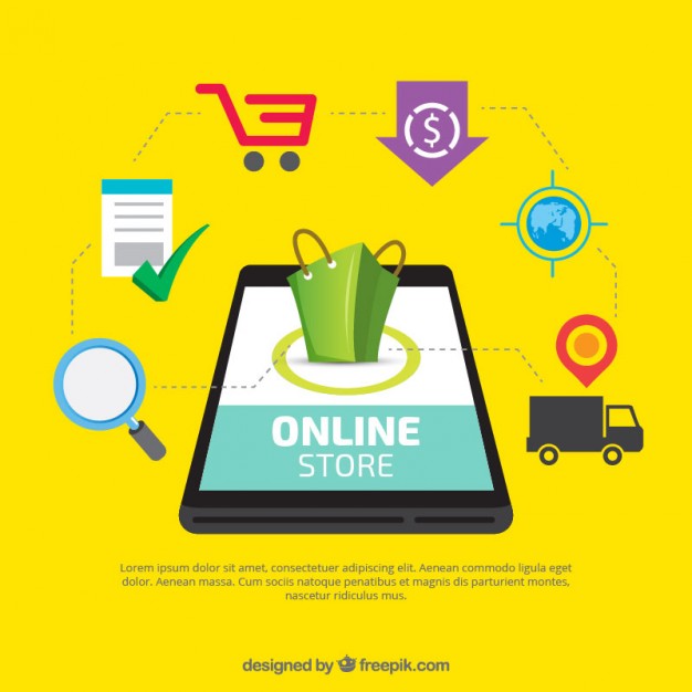 626x626 Mobile With Online Store Elements Vector Free Download