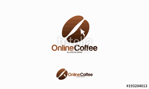 500x300 Online Coffee Logo Designs Concept Vector, Coffee Bean Logo