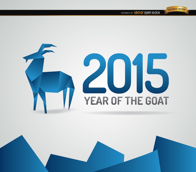 640x560 Free Vectors 2015 Blue Origami Goat Year Background Vector Open