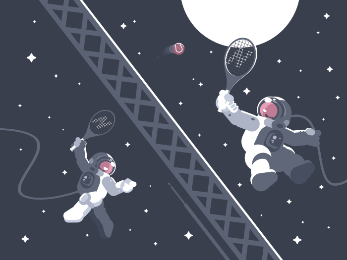 700x525 Astronauts Playing Tennis In Outer Space