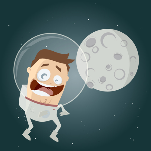 500x500 Cartoon Astronauts With Outer Space Vector 02 Free Download