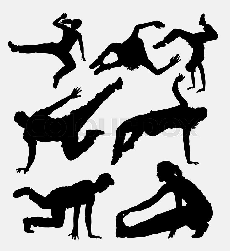733x800 Parkour, Martial Art, Running And Jumping Sport Silhouette. Good