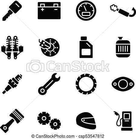 450x462 Motorcycle Parts Vector Icons. Details And Attributes For Riding A