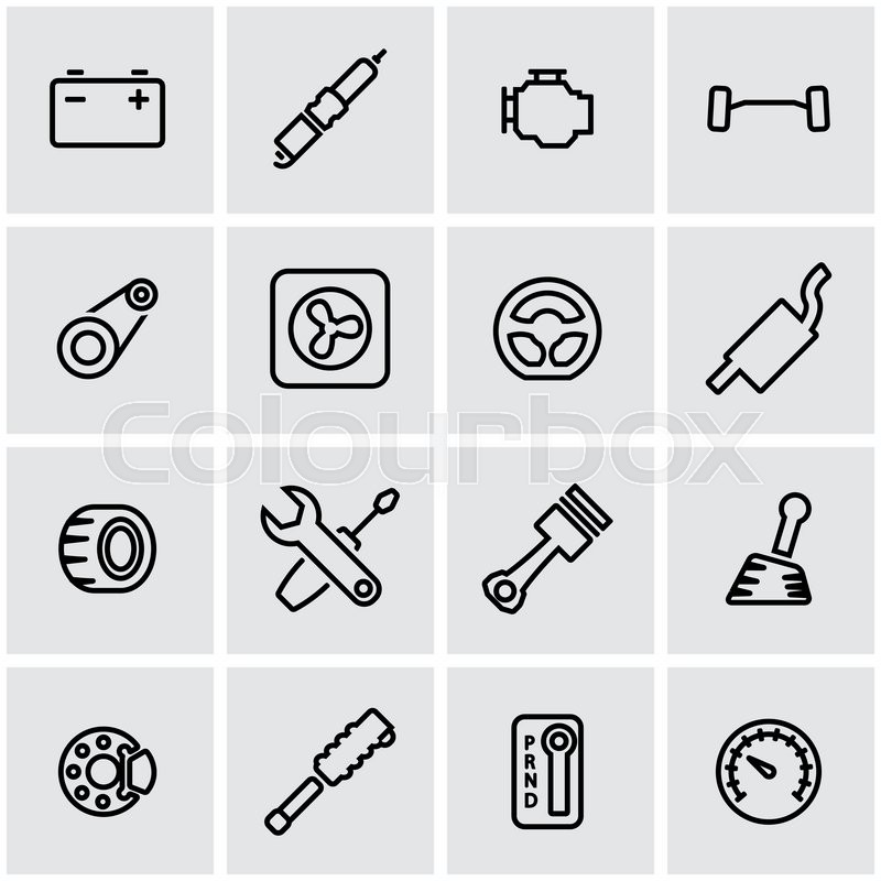 800x800 Vector Line Car Parts Icon Set. Car Parts Icon Object, Car Parts