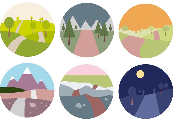 700x490 Flat Woodland Path Vector Set