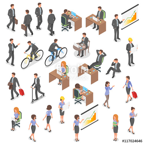 500x500 Isometric Vector Set Of Business People. Stock Image And Royalty