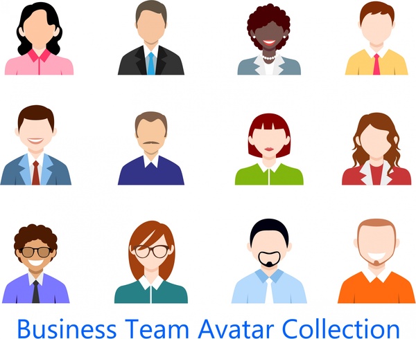 600x490 Business Team Avatar Collection Design In Colored Flat Free Vector
