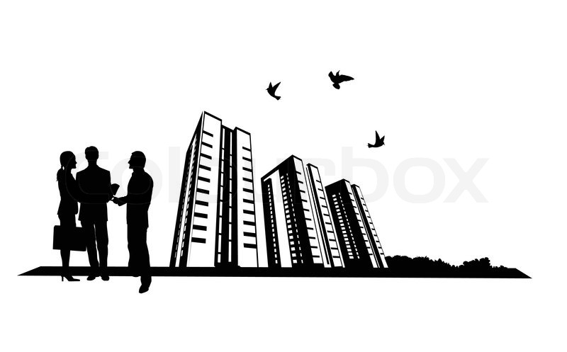 800x497 Illustration Of People And Building Site Stock Vector Colourbox