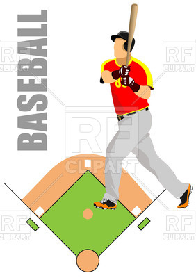 282x400 Baseball Field Plan And Player Vector Image Vector Artwork Of
