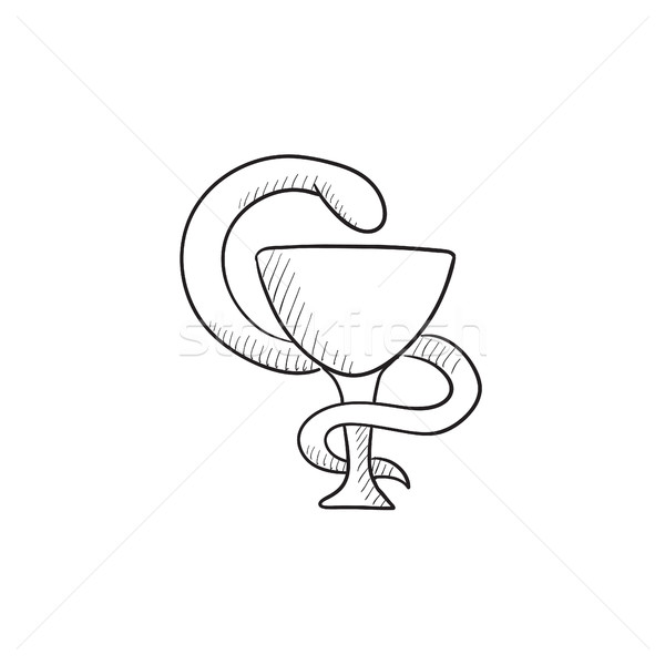 600x600 Pharmaceutical Medical Symbol Sketch Icon. Vector Illustration