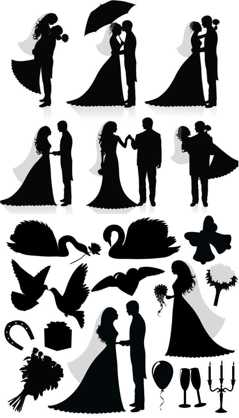 800x1400 Silhouette Newlyweds Vector Vector Graphics Amp Vector