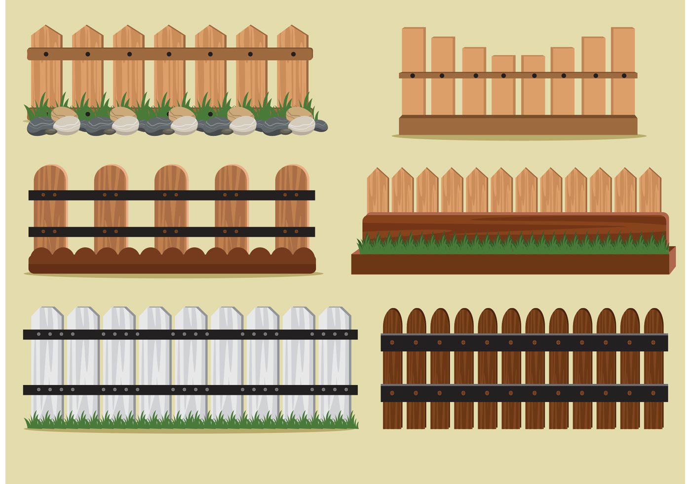 1400x980 Wood Fence Free Vector Art
