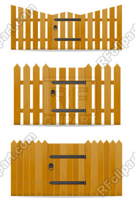 267x400 Wooden Fence With Wicket Door Isolated On White Background Vector