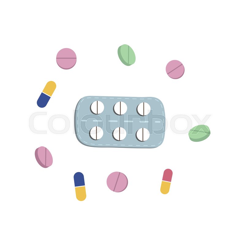 800x800 Vector Pills Blister And Capsules Flat Set. Illustration Isolated