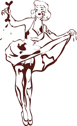 305x500 Zombie Pin Up Girl Vector Line Art For Pin Up Zombie Girl Skye