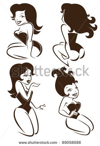 321x470 Vector Collection Of Cartoon Pin Up Girls Illustrationer