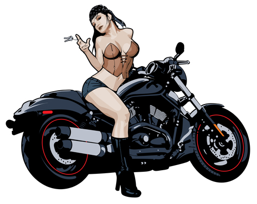 500x398 Vector Pin Up Girl On Motorcycle