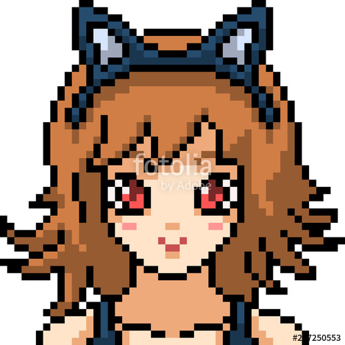 500x500 Vector Pixel Art Anime Girl Stock Image And Royalty Free Vector