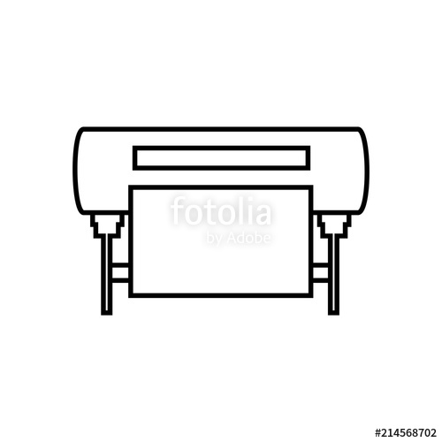 500x500 Plotter Vector Line Icon. Large Format Inkjet Printing Machine
