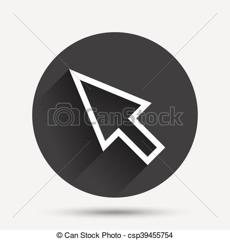 450x470 Mouse Cursor Sign Icon. Pointer Symbol. Circle Flat Button With