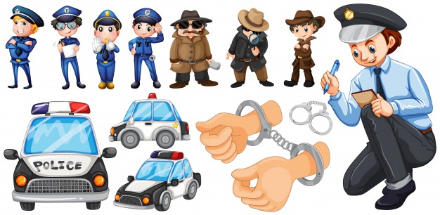 626x306 Police Officers And Police Car Set Illustration Vector Free Download